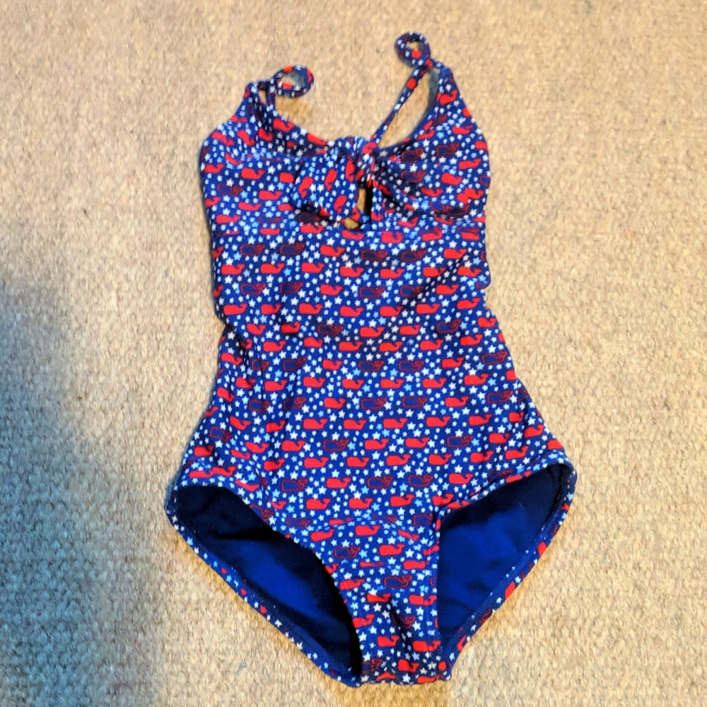Youth Target Vineyard Vines patriotic whales 4th of July one piece bathing suit